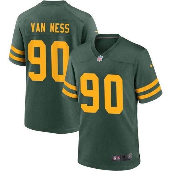 Men's Green Bay Packers #90 Lukas Van Ness Green Stitched Game Jersey Men's Green Bay Packers #90 Lukas Van Ness Green Stitched Game Jersey